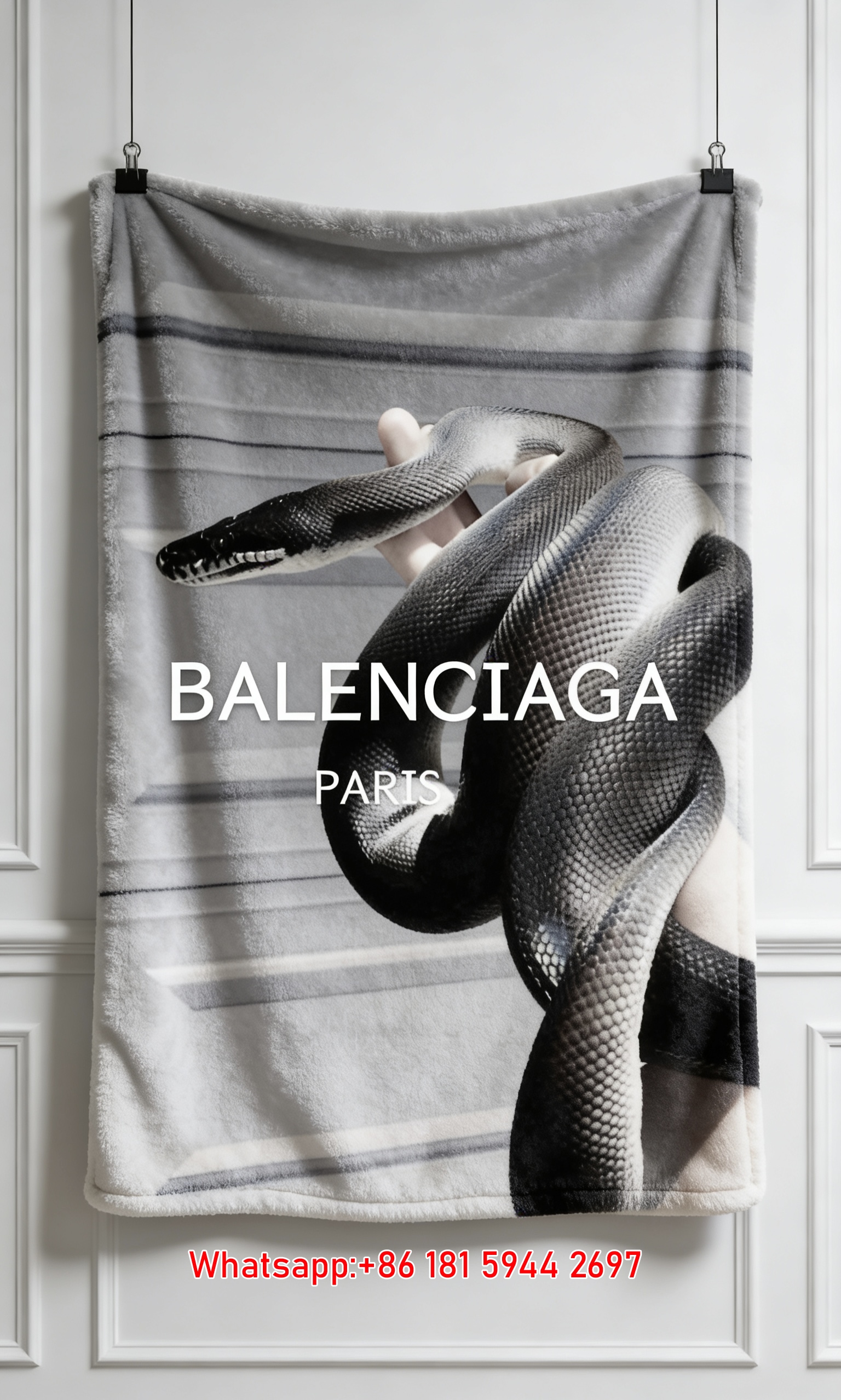 Balenciaga Python Snake Flannel Sofa Throw Blanket Luxury Brand Cover BA015